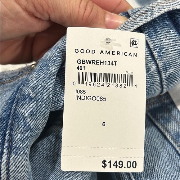 NWT Good American Good Boy High Rise Straight Leg Distressed Jeans - Size 28 - Picture 9 of 9